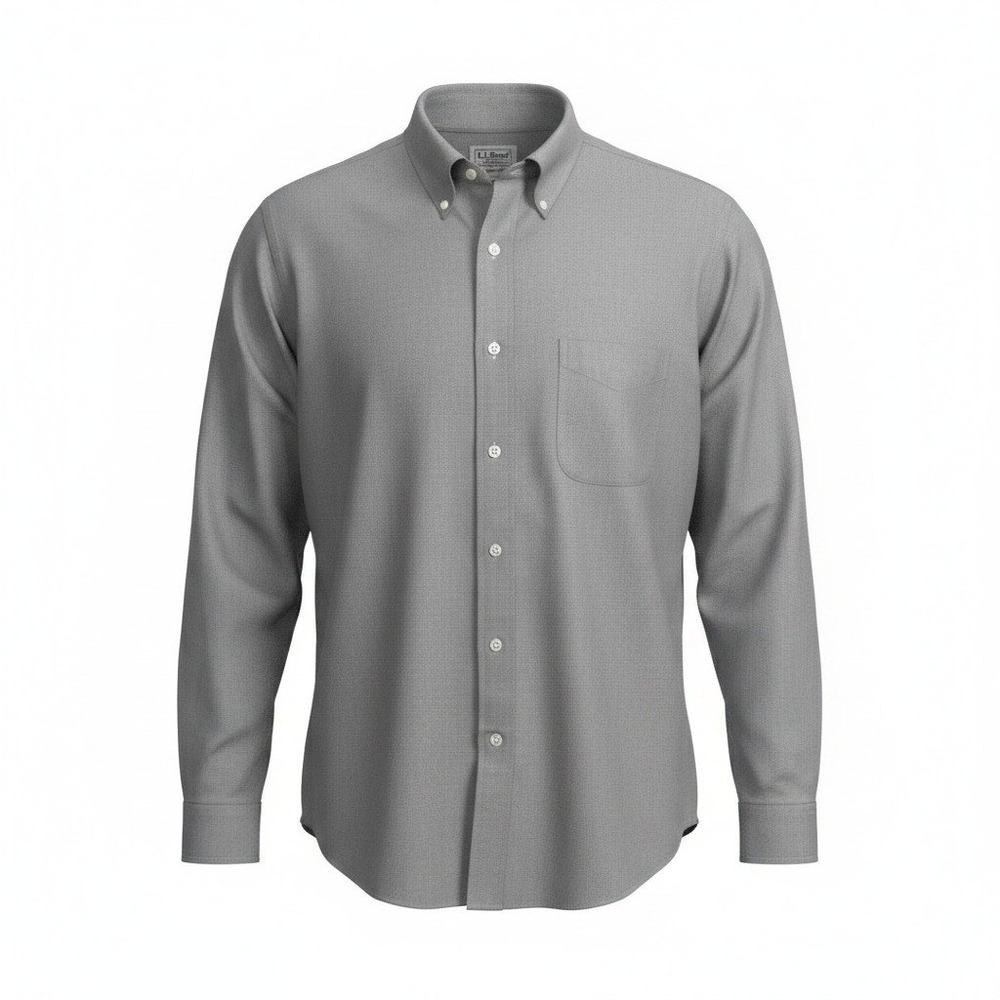 L.L. Bean Slightly Fitted‎ Button Down Shirt Cotton Long Sleeve Gray 16.5-35